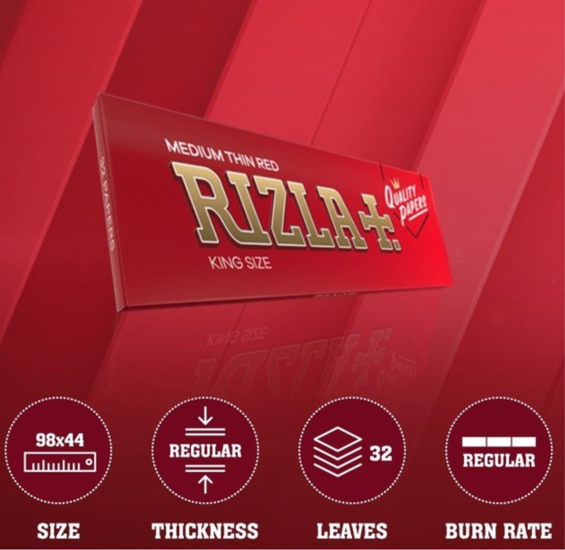 Rizla Red King Size Rolling Papers - BOX OF 15 PACKS