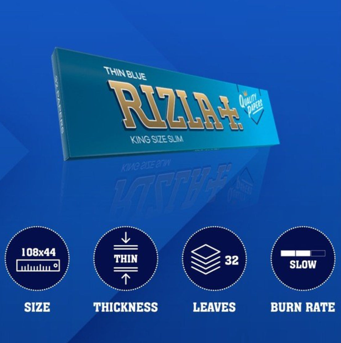 Rizla Blue King Size Slim Rolling Papers - BOX OF 15 PACKS