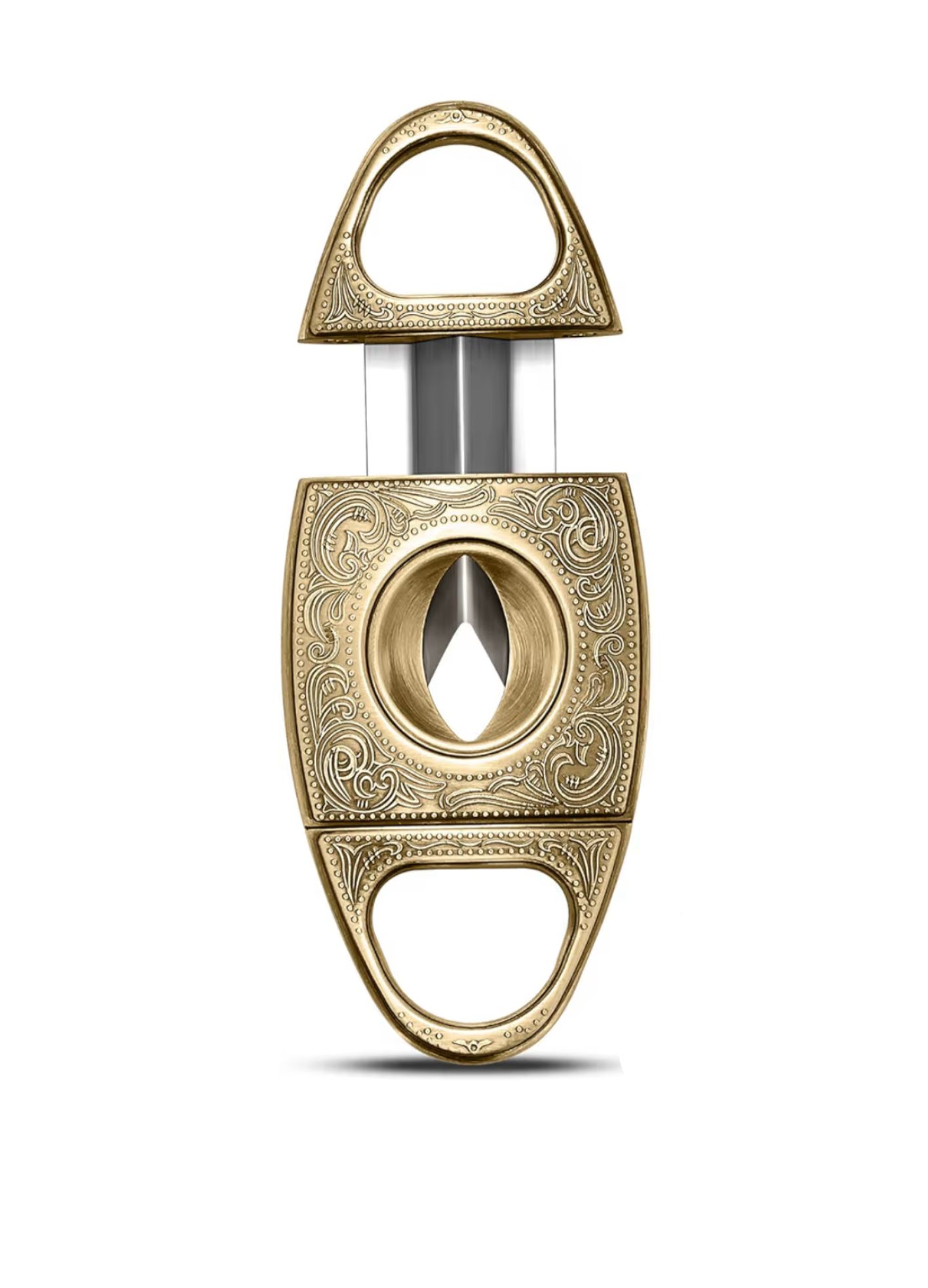 Gold engraved V cut cigar cutter