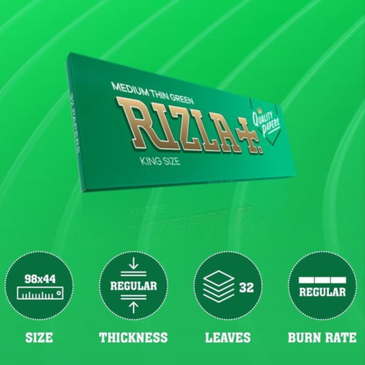 Rizla Green King Size Rolling Papers - BOX OF 15 PACKS