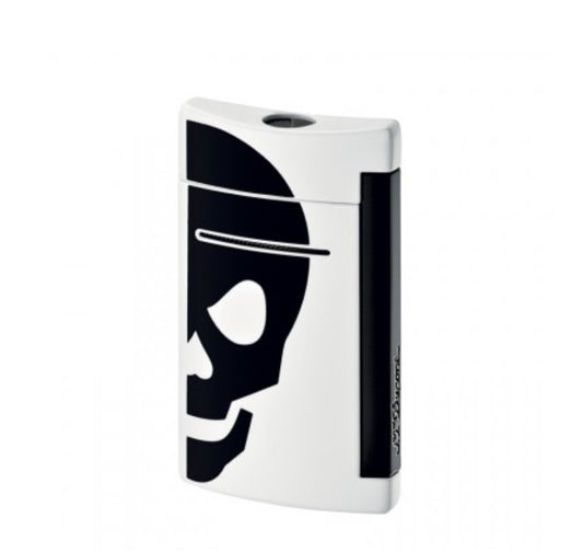 ST DuPont Lighter - Mini-jet - White With Black Skull