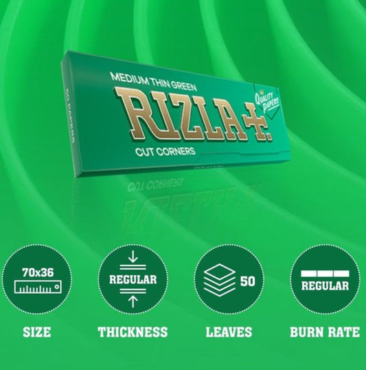 Rizla Green Regular Size Rolling Papers - BOX OF 15 PACKS