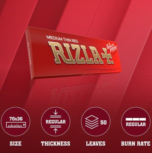 Rizla Red Regular Size Rolling Papers - BOX OF 15 PACKS