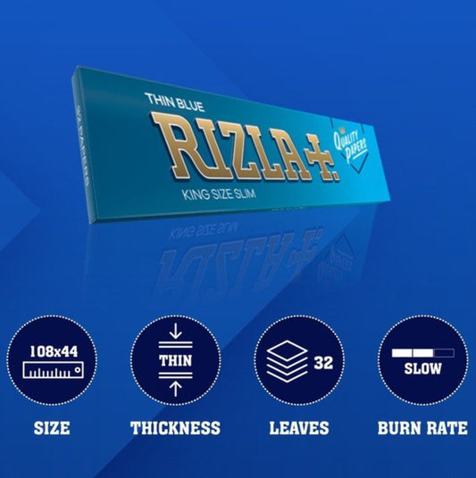 Rizla Blue King Size Slim Rolling Papers - BOX OF 15 PACKS