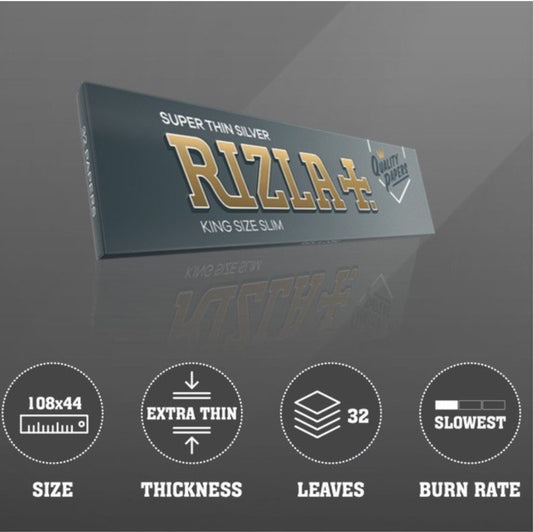 Rizla Silver King Size Rolling Papers - BOX OF 15 PACKS